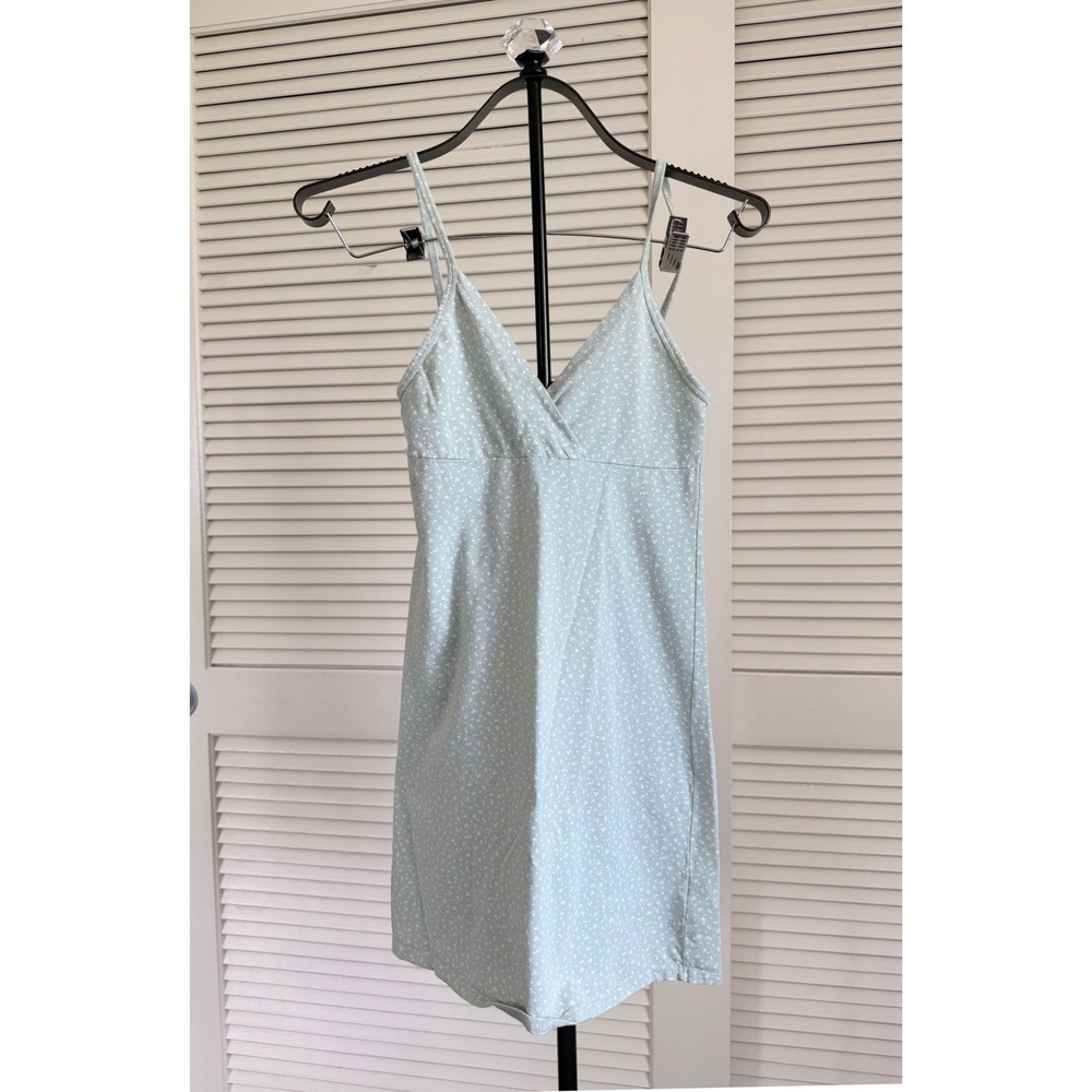 Brandy Melville Floral Mini Dress Blue Ditsy Print V-Neck Spaghetti Strap Small
